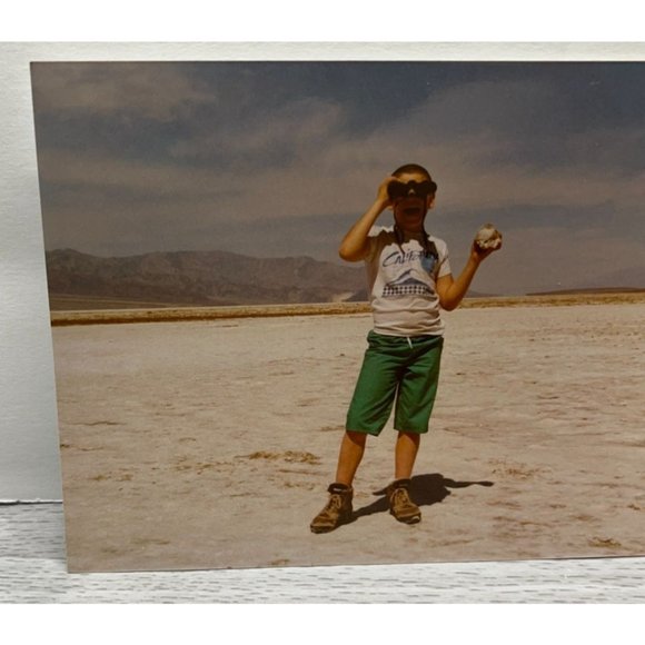 Boy with Binoculars Found Photo Snapshot 1988 Ghost Town Rhyolite Nevada - Picture 4 of 5